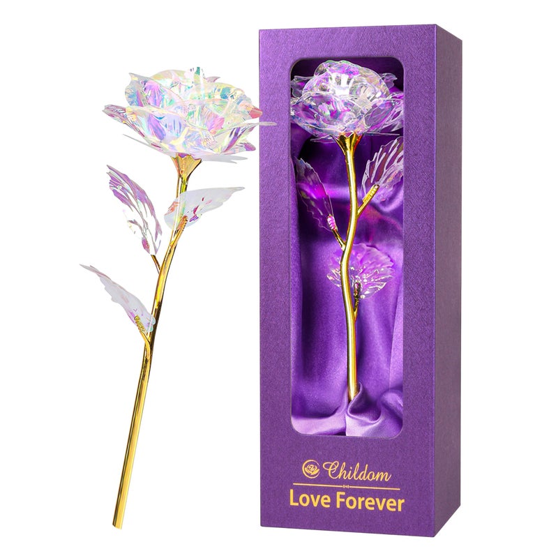Childom Valentines Day Rose Gifts for Her,Birthday Gifts for Women,Mothers Day Flowers Gifts for Mom,Rainbow Artificial Flower Present for Wife,Grandma,Women,Daughter,Christmas,Birthday,Anniversary - Image 1